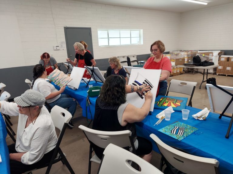 Members Painting Patriotic Pictures